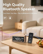Digital Alarm Clocks Radio for Bedrooms,FM Radio & White Noise Sound Machine with Timer,Bluetooth Speaker,Dual Alarm Clock with Wireless Charging,Dimmable Big LED Display,Holiday Gifts for Men Women