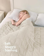 Mr. Sandman Weighted Blanket for Adults Queen Size 20 lbs, Soft Cooling Heavy Minky Blanket for Sleep, Washable Throw Blanket with Glass Beads, 60 x 80 Inches, Ivory