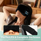 Sleep Mask Bluetooth Wireless Headphones, Sleep Earphones Music Eyemask, 2 in 1 Ear Mask and Eye Mask for Side Sleepers, Warm Earbuds Built-in HD Speakers Blindfold for Men Women (Black)