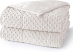 Weighted Blanket for Adults Twin Size 15 lbs, Soft Cooling Minky Dot Heavy Breathable Blanket for All-Season, Washable Weighted Throw with Glass Beads, 48 x 72 Inches, Cream