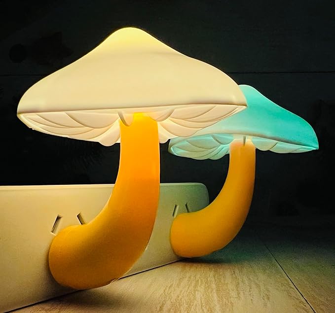 ZEZHOU Sensor LED Mushroom Night Light Plug in Wall Mushroom Light Magic 7 Color Changing, Mini Dream Bed Colourful Nightlight for Kids Adults Pet for Bedroom, Bathroom, Stairs, Cute Lamp Gift Ideas