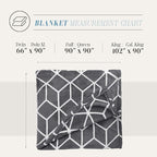 Elegant Comfort Luxury Velvety Feel Blanket, All-Season Lightweight Blanket, Ultra Plush, Soft, Cozy-Fuzzy Flannel Fleece for Couch, Sofa, Bed, Travel, Cube Design, King/California King, Gray