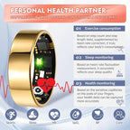 Smart Ring Health Tracker for Women Men, Sleep Tracker with Heart Rate,SPO₂,Blood Pressure, Fitness Ring for Activity Monitoring, No Subscription, Step Tracker Ring for iOS&Android (Gold, #9)
