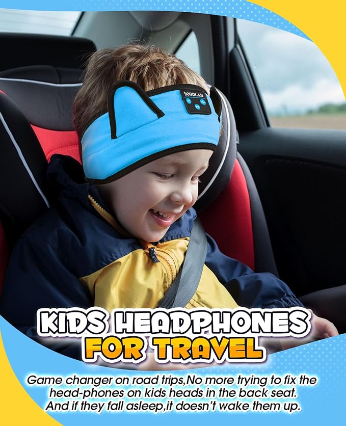 Kids Headphones, Headband for Children Baby & Toddlers, Bluetooth Toddler Headphones Wireless and Wired Playback 3.5 MM Jack for School, Stretchy & Comfy Travel Accessories