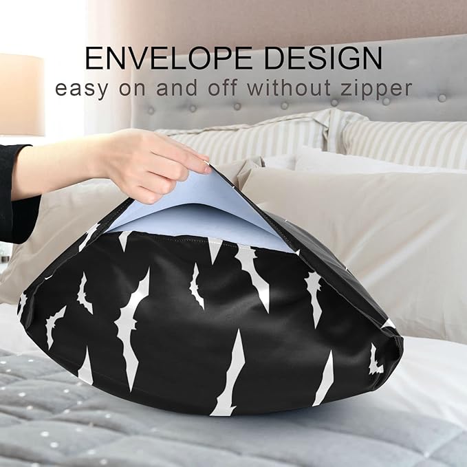 Satin Pillowcase for Hair and Skin, Halloween Bats Silk Pillowcase Soft and Cozy Body Pillow Covers, King Size Satin Pillow Cases with Envelope Closure(20x40 Inch), 1PC