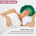 6Pcs Satin Bonnet Silk Bonnet, Hair Bonnet for Sleeping, Elastic Wide Band Silk Sleep Cap, Soft and Breathable