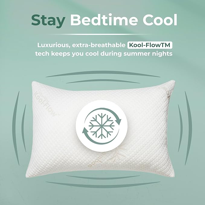 Snuggle-Pedic Adjustable Memory Foam Pillows - ﻿GreenGold Certified Pillow w/ Viscose of Bamboo Cover for Side, Stomach & Back Sleepers - Made in the USA - ﻿Standard