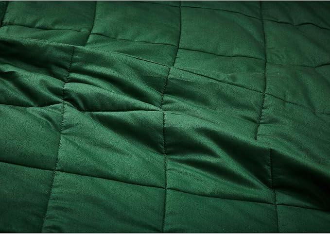 TONGDADA California King Size Weighted Blanket | 90''x108'',25lbs | Perfect for Couples | Premium Cotton Material with Glass Beads | Dark Green