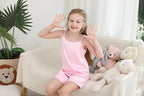 Weixinbuy Girls Pajamas Silk PJS Set Sleeveless Pajama Tank Elastic Waist Shorts Sleepwear Kids Summer Nightwear Clothes Set