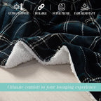 Elegant Comfort Throw Blanket, Reversible Sherpa Flannel, Ultra-Soft, Fuzzy, Cozy and Plush- All Season Lightweight Decorative Throw, 50 x 60 inches, Plaid Design Sherpa Throw, Navy