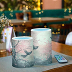 Peach Blossom Moon Bird Flameless Candles Battery Operated Color Changing LED Candles with Remote Control Timer Outdoor Indoor 2 Pack