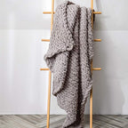 vctops Boho Chenille Chunky Knit Throw Blanket Super Soft Warm Cozy Hand Knit Blankets for Couch Bed Sofa Chair (Camel Grey,51"x63")