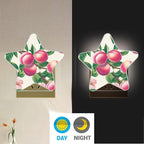 susiyo Plug in Night Light Pink Peaches Green Leaves Cute Star Shape Nightlight for Bedroom Hallway Stairs