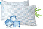Cooling Shredded Memory Foam Pillow Queen Size - Adjustable Loft for Back & Side Sleepers, Breathable & Supportive Bed Pillow with Removable Washable Cover Queen(Pack of 2)
