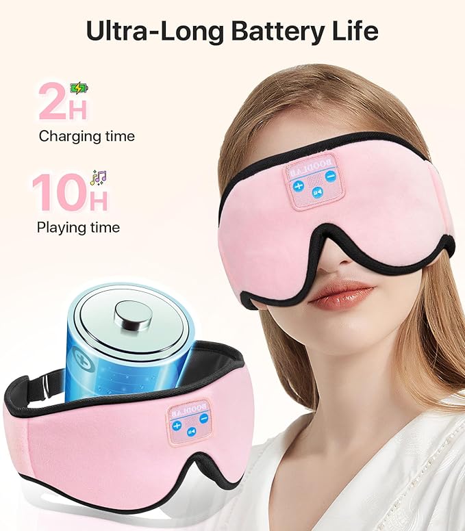 Sleep Headphones 3D Sleep Mask with Bluetooth 5.4 Headphones, Wireless Music Sleeping Eye Mask with Ultra-Thin HD Stereo Speakers for Side Sleepers, Adjustable Blackout & Noise Cancelling for Men