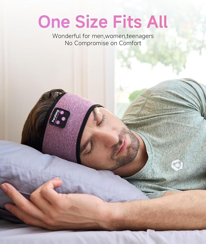 Perytong Sleep Headphones Wireless, Bluetooth Headband Sports Sleeping Headphones Sleep Mask Earbuds Breathable Wireless Music Headband for Side Sleepers Sleeping Travel Workout Running Air Travel