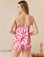 Ekouaer Silk Pajamas Set for Women Satin Camisole Sleepwear Lingerie V-Neck Cami Top and Shorts Pjs