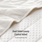 Wemore Minky Dot Weighted Blanket for Adults Queen Size 12 lbs, Soft Cozy Heavy Blanket for Bed and Couch, Breathable Blanket for All-Season with Glass Beads, White 60 x 80 inches