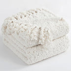 Throw Blanket for Couch, White Luxury Knitted Throws 50"x60", Textured Blankets with Handmade Fringe Tassels for Bed Sofa Decorative, Chunky Soft Farmhouse Boho Home Decor