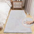 ORINOVA Grey Fluffy Rug Runners for Hallways Rabbit Fur Rugs for Living Room Washable Carpet Faux Sheepskin Rug Teen Room Nursery Decor Rectangle 2x6 Area Rug