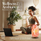UMAID Himalayan Salt Lamp 8-10 inch (7-11 lb) with Dimmable Switch and Night Light Bulb on Handcrafted Wooden Base, Natural Pink Rock Salt Lamp