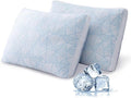 Cotelovo Shredded Memory Foam Cooling Soft Bamboo Viscose Pillows Adjustable Hypoallergenic Hotel Quality Pillows for Stomach, Back or Side Sleeper, Oeko-TEX Certified Queen Size Set of 2