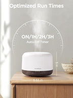 InnoGear Aromatherapy Diffuser & 10 Essential Oils Set, 500ml Essential Oil Diffuser with Remote Control Ultrasonic Cool Mist Scent Humidifier Vaporizer Auto-Off Timer for Room Office Home, Brown