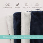 Elegant Comfort Throw Blanket, Reversible Sherpa Flannel, Ultra-Soft, Fuzzy, Cozy and Plush- All Season Lightweight Decorative Throw, 50 x 60 inches, Solid Sherpa Throw, Navy Blue