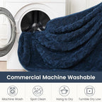 Sherpa Fleece Adult Weighted Blanket Great for Sleep, 15 lbs Dual Sided Soft Fuzzy Heavy Blankets for Couch Bed Sofa, Cozy Warm Fluffy Jacquard Throw for Winter (Navy Blue, 60" x 80", 15 Pounds)