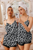 Ekouaer Satin Pajamas Women Lace Sleepwear Lingerie Cami Shorts Set Nightwear XS-XXL