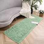 Sage Green Runner Area Rugs for Bedroom Living Room, 2x4 Feet Fluffy Bedside Rugs, Soft Shaggy Carpet Rug for Kids Room Nursery, Furry Rugs for Girls Boys Dorm Room Home Decor