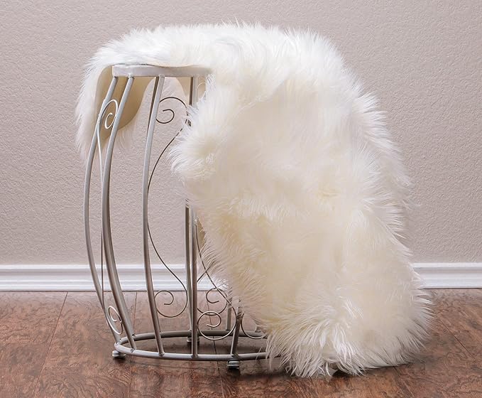 STP GOODS Faux Sheepskin Fur Rug, Fluffy Sheepskin Bedside Rugs, Bedside Rugs (White Rug (60 х 130 cm))