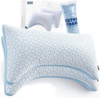 A-Pce Adjustable Pillow, King Size Set of 2 Bed Pillows for Sleeping, Luxury Shredded Memory Foam Pillows, Cooling Pillow for Side, Back, Stomach Sleepers, Firm Pillow for Hot Sleepers Neck Support