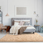 Jelymark Super Soft Shaggy Rug for Bedroom, 4x5.9 Fluffy Carpet for Living Room, Fuzzy Indoor Plush Area Rug for Home Decor, Furry Floor Rugs for Dorm, Cute Kids Nursery Rug for Girls, Beige