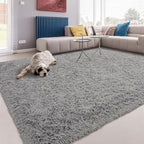 Softlife Area Rug for Living Room, Fluffy Shag Plush 5.3x7.6 Grey Rugs for Bedroom Girls, Shaggy Soft Fuzzy Kids Large Carpet for Dorm Bedside Ultra Cozy Non-Slip Indoor Decor