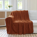 Aormenzy Dark Terracotta Knit Throw Blankets Cable Knit Decorative Throw Blanket Rust Soft Cozy Knitted Blanket for Sofa Couch Bed, 50" x 60"