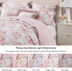 BLOOMHAVEN Quilt Set Twin Size, Dusty Rose Floral Quilt Sets, Reversible Bedspread Lightweight and Breathable for All Seasons, Soft Quilted Bedspread with 1 Pillow Sham
