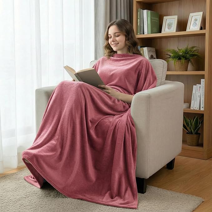 Fleece Blanket Full/Queen - 80x90 Inch Lightweight & Buttery-Soft Throw for Bed, Sofa, Camping | 300GSM Cloud-Touch Microfiber | Cozy Essentials for Travel & Movie Nights, (Dusty Rose)