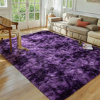 Softlife Dark Purple Area Rug for Living Room, Fluffy Shag Plush 5x8 Rugs for Bedroom Girls Kids, Shaggy Soft Fuzzy Tie Dyed Large Carpet for Dorm Bedside Ultra Cozy Non-Slip Indoor Decor