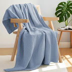 Whale Flotilla Chunky Knit Throw Blanket for Couch and Bed, Grey Blue Decorative Cozy Fleece Blanket, Reversible Soft Fuzzy Woven Throws, 60x80 Inch