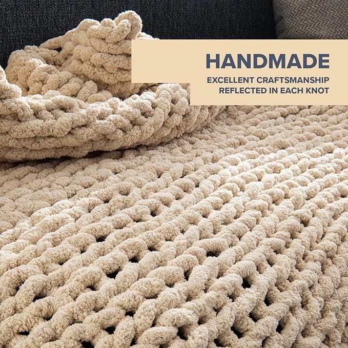 Wttfc Chunky Knit Throw Blanket, Handmade Soft Chenille Yarn Throw Blanket, Thick Cable Knitted Blankets, Large Rope Knot Crochet Blankets for Couch Sofa Bed Home Decor,Rose red,180x200cm