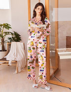 Ekouaer Silk Pajamas for Women Long Sleeve Satin Pajama Set Silky Pj Sets 2 Piece Button Down Loungewear Sleepwear