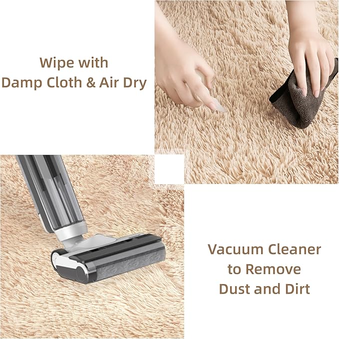 Litanika 5x8 Shag Area Rug for Living Room Bedroom, Beige High Pile Ultra Soft Plush Shaggy Furry Cream Bedside Playroom Dorm Carpet, Non-Slip, Non-Shedding Modern Indoor Floor Rug