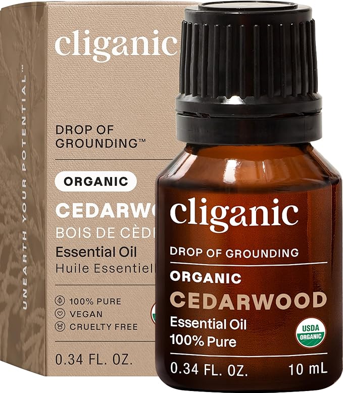 Cliganic Organic Cedarwood Essential Oil - 100% Pure Natural Undiluted, for Aromatherapy Diffuser | Non-GMO Verified