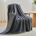 NEWCOSPLAY Super Soft Twin Blanket Grey Premium Silky Flannel Fleece 3D Waffle Checkered Lightweight Bed Blanket All Season Use (Dark Grey, Twin(60"x80"))