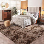 Softlife Area Rug for Living Room, Fluffy Shag Plush 5x8 Brown Rugs for Bedroom Girls Kids, Shaggy Soft Fuzzy Tie Dyed Large Carpet for Dorm Bedside Ultra Cozy Non-Slip Indoor Decor