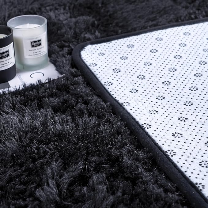 Noahas Large Fluffy Dark Grey 8x10 Area Rugs for Living Room Bedroom,Thick Shag Throw Rug,Big Soft Shaggy Bedside Non-Slip Plush Dorm Nursery Kids Carpet