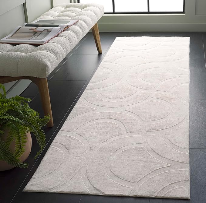 SAFAVIEH Washable Rug Faux Rabbit Fur Shag Collection - 2'6" x 8 Runner, Ivory, Slip Resistant & Easy Cleaning, Ideal for Living Room, Hallway, Foyer, Nursery, Bedroom, Boys & Girls Room (FRF872A)