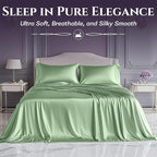 SLEEP SANCTUARY Satin Sheets Full Size – 4 Piece Luxury Silky Bed Set, Softer Than Silk, 15" Deep Pocket, Cooling & Wrinkle-Free, Moisture-Wicking & Breathable for Hair & Skin (Sage Green)