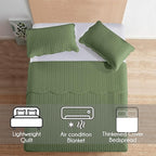 IR Imperial Rooms Queen Quilt Bedding Set Size (90" x 96") + 2 Pillow Shams (20" x 26"+ 2") - 3 Pcs All Season Lightweight Reversible Microfiber Coverlet Embossed Quilt Bedspread (Olive Green)